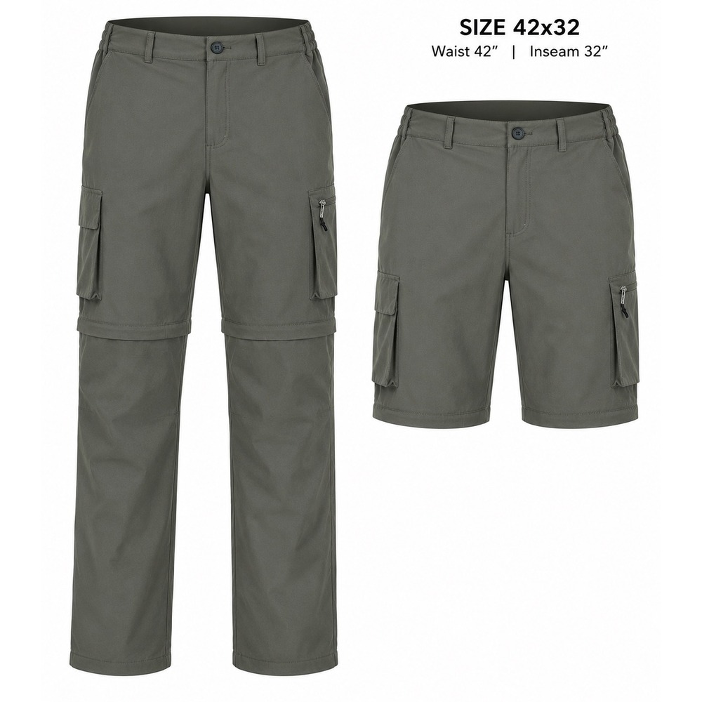Convertible Cargo Hiking Pants Mens 42x32 Olive Zip Off Travel Gash Hao Gorpcore